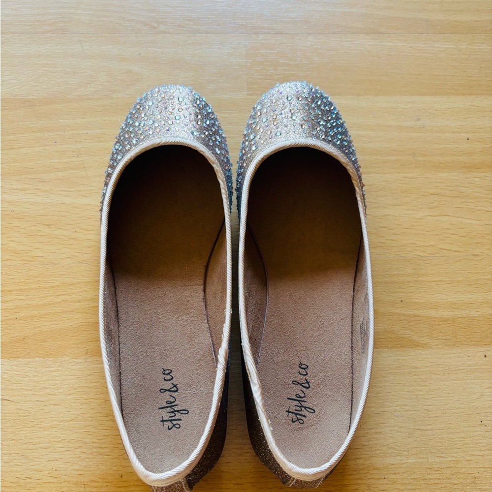 Style & Co. Gold and Silver Glitter Flats